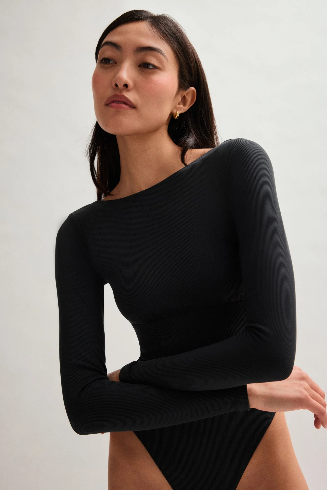 Black Elena Long Sleeve Bodysuit - Image 12