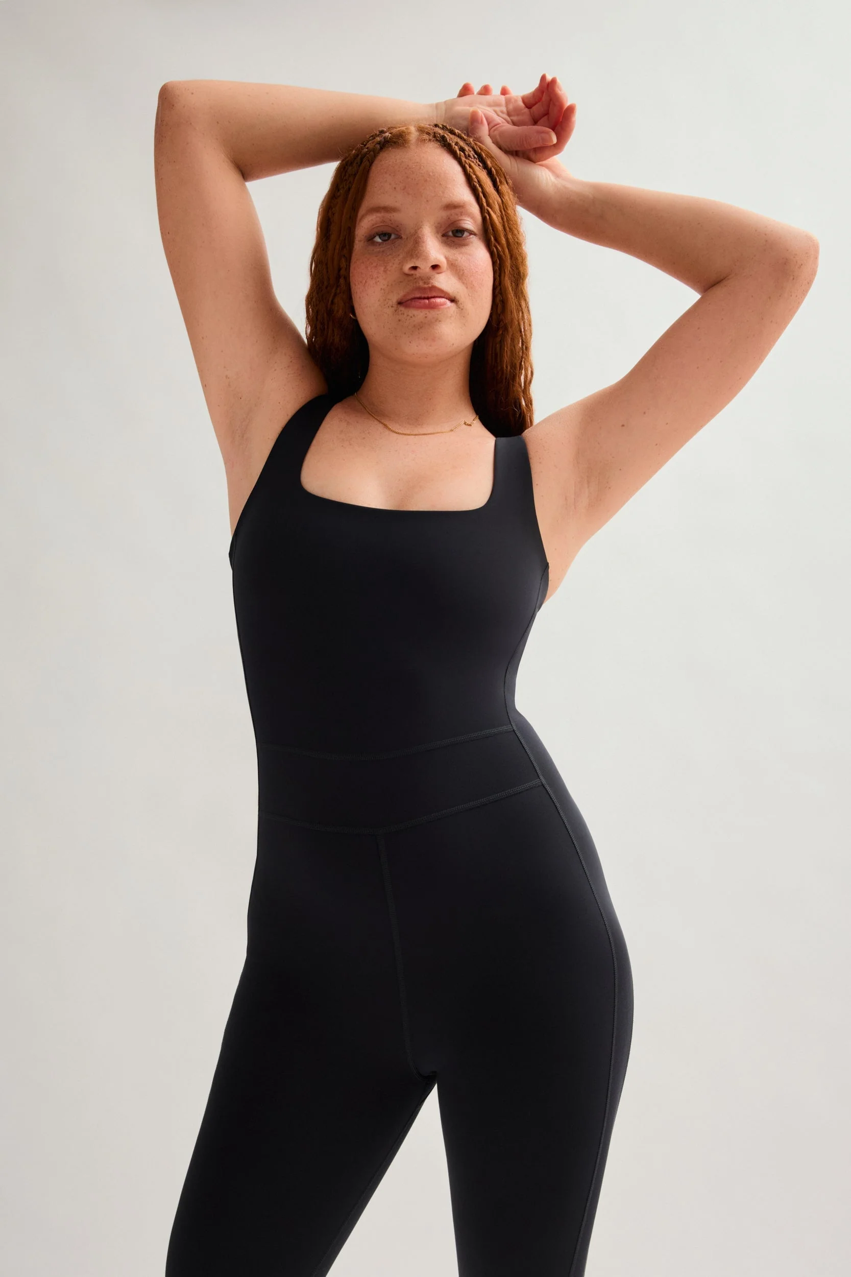 Black Luxe Paneled Unitard - Image 3
