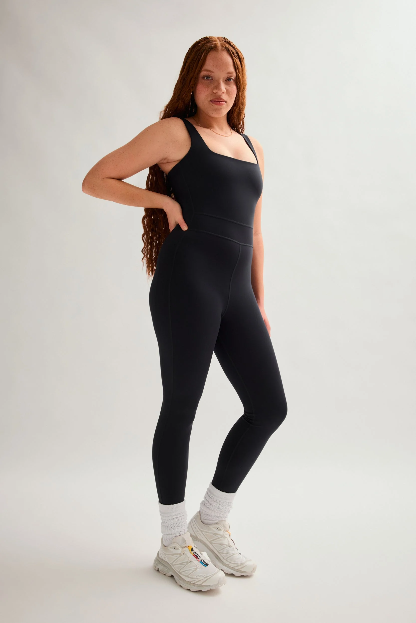 Black Luxe Paneled Unitard - Image 4