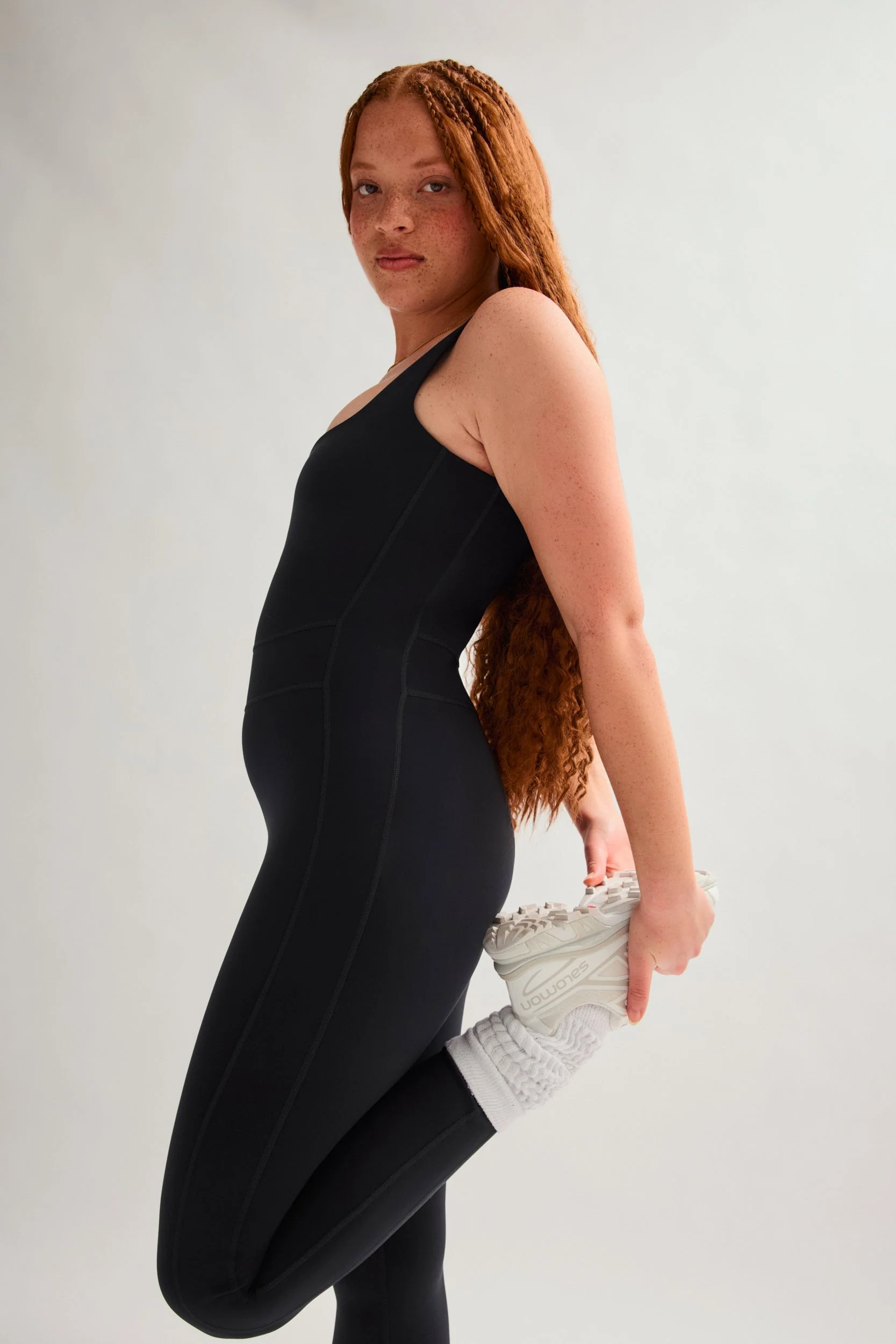 Black Luxe Paneled Unitard - Image 6