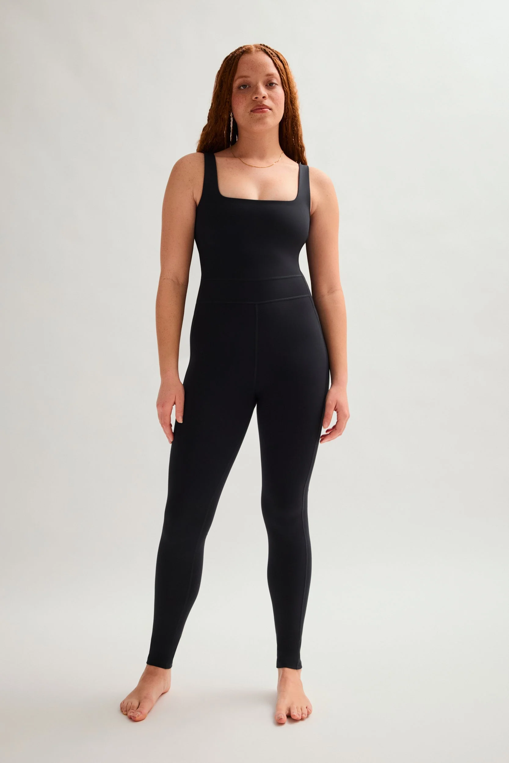 Black Luxe Paneled Unitard - Image 7